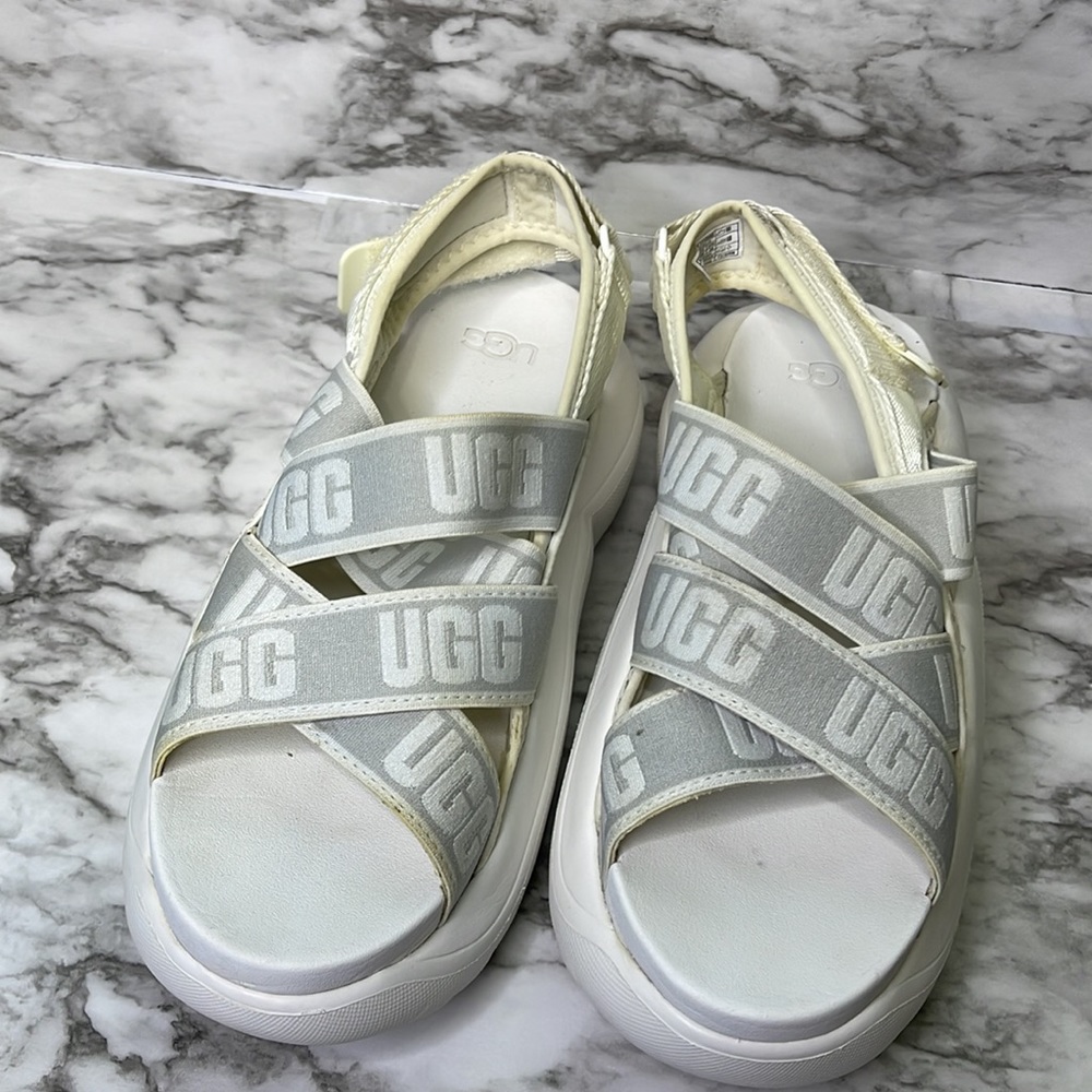 Ugg La Cloud Slingback Runner White Platform Sand… - image 2